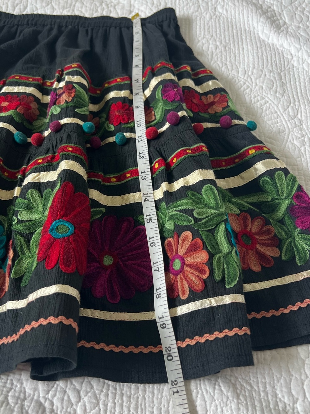RARE Double D Ranch Pom Pom Embroidered Cotton Skirt - Picture 12 of 13